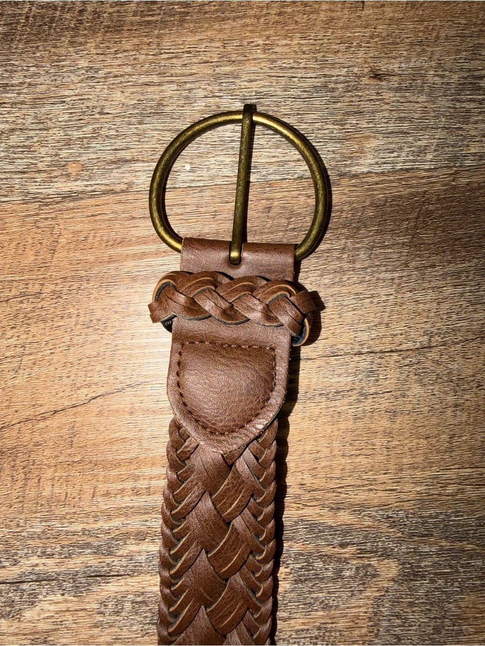 Women’s Size 4 Brown Braided Belt Brass Ring Buckle Boho Western 🤎🤠